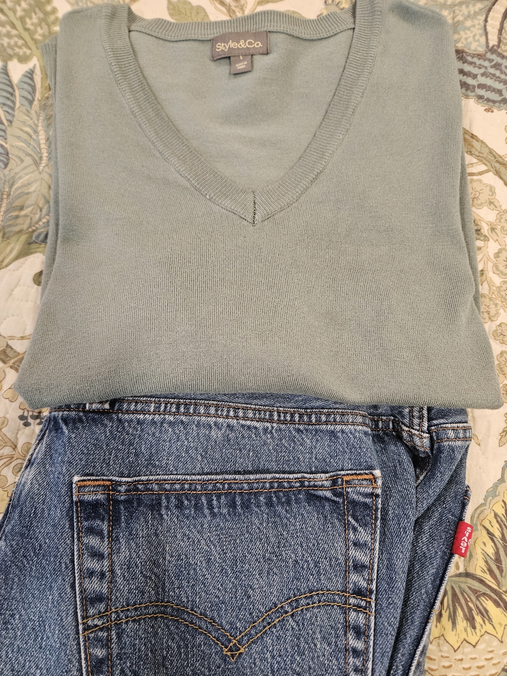 Style & Co. Women's V-Neck Sweater in Sage Green